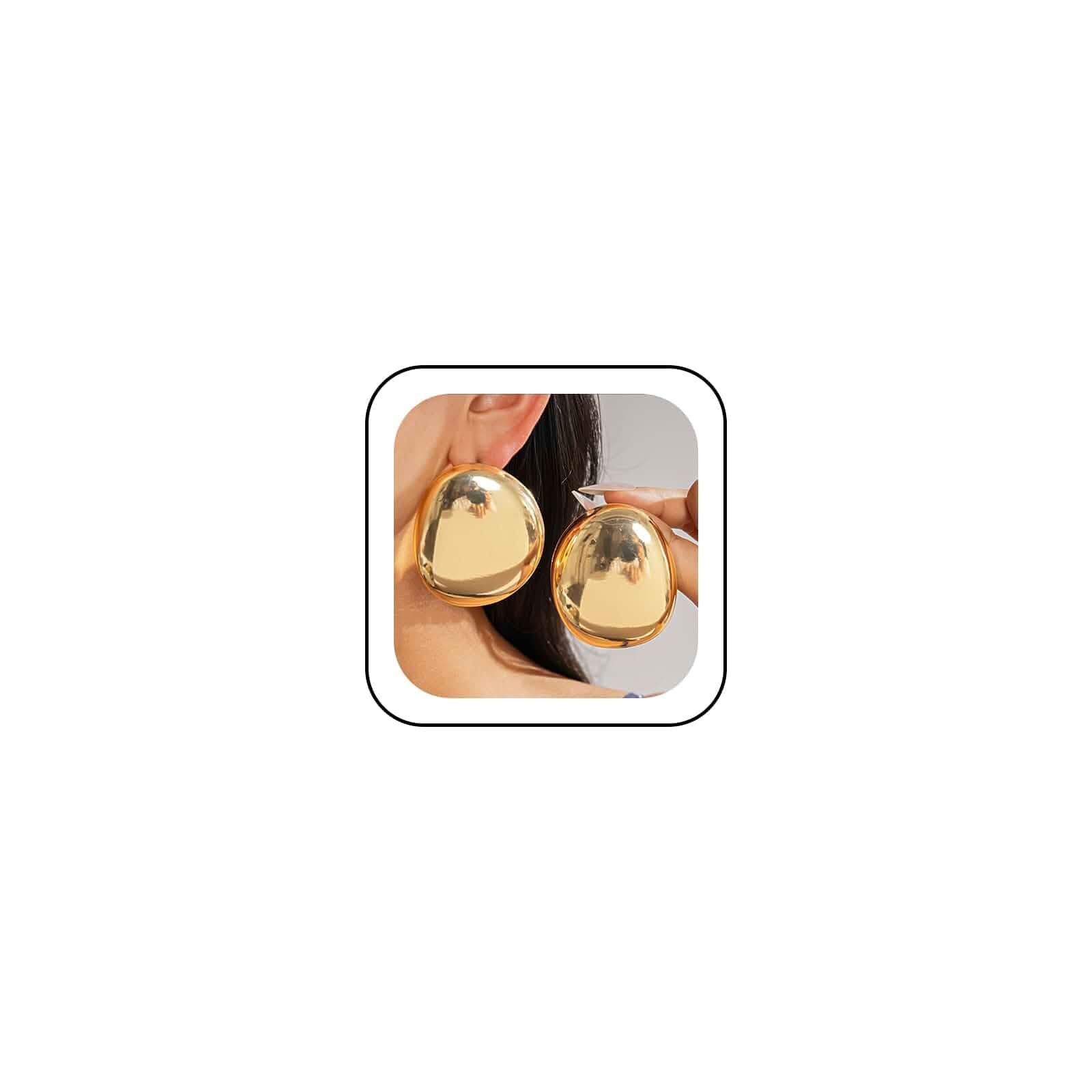 Trendy Polished Chunky Gold Silver Dome Oval Ball Drop Earrings for Women Statement Polished Thick Gold Earrings Silver Large Dome Oval Ball Dangle Earring Trendy Prom Party Costume Jewelry Accessory