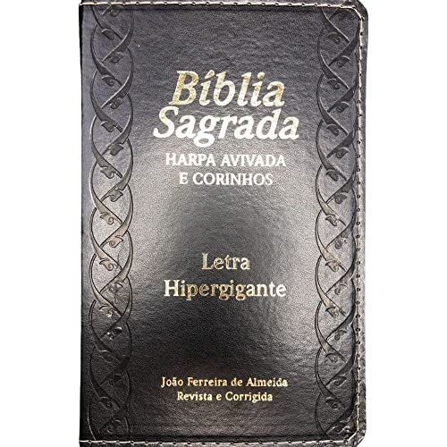 Bíblia letra hipergigante PU Luxo com índice com harpa - 05 preta