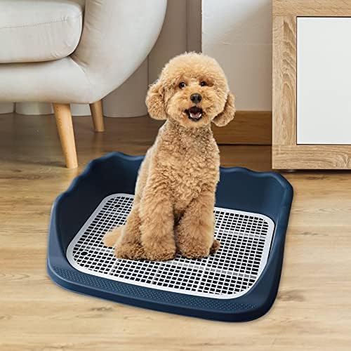 Mesh Dog Toilet for Small and Medium Dogs Puppy Training Tray Pee Pad Holder Litter Pan Training Indoor Dog Potty Tray , Blue