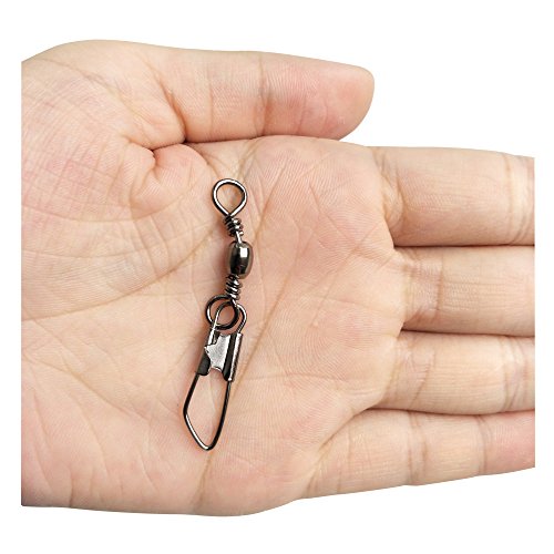 ICE SEA 230pcs/box Barrel Swivel with Safety Snap Fast Rolling Swivel Fishing Line Connector 2# 4# 6# 8# 10# - Thumbnail 4