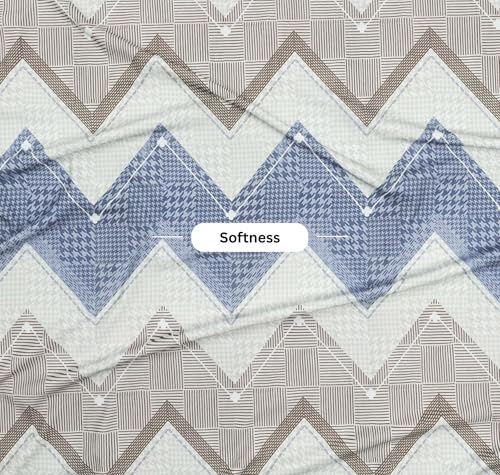 Image of BSB HOME 100% Cotton Feel Double Bed Bedsheet Set | 144 TC Soft & Breathable | Beige Pink and Grey Wave Print with 2 Pillow Covers | Wrinkle Free | for Bedroom (90 x 90 Inches)