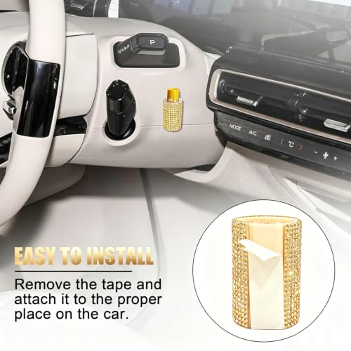 Image of Upright Car Chapstick Holder, Bling Insulating Lip Balm Holder,Rhinestone Car Accessories for Women Interior ,Suitable for Most Vehicles. (Yellow)