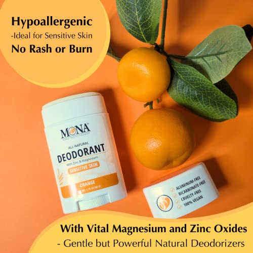 Image of MONA BRANDS All Natural Deodorant For Women & Men | For Sensitive Skin | No Aluminum or Baking Soda | (ORANGE 1.76 Oz)