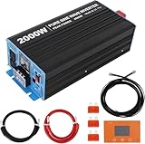 2000W Pure Sine Wave Inverter - 12v DC to 120v/110v AC Converter with Built-in 5v/2.1a USB Port & Hardwire Remote Controller | Ideal for Home, RV, Truck, Off-Grid Solar Power Systems
