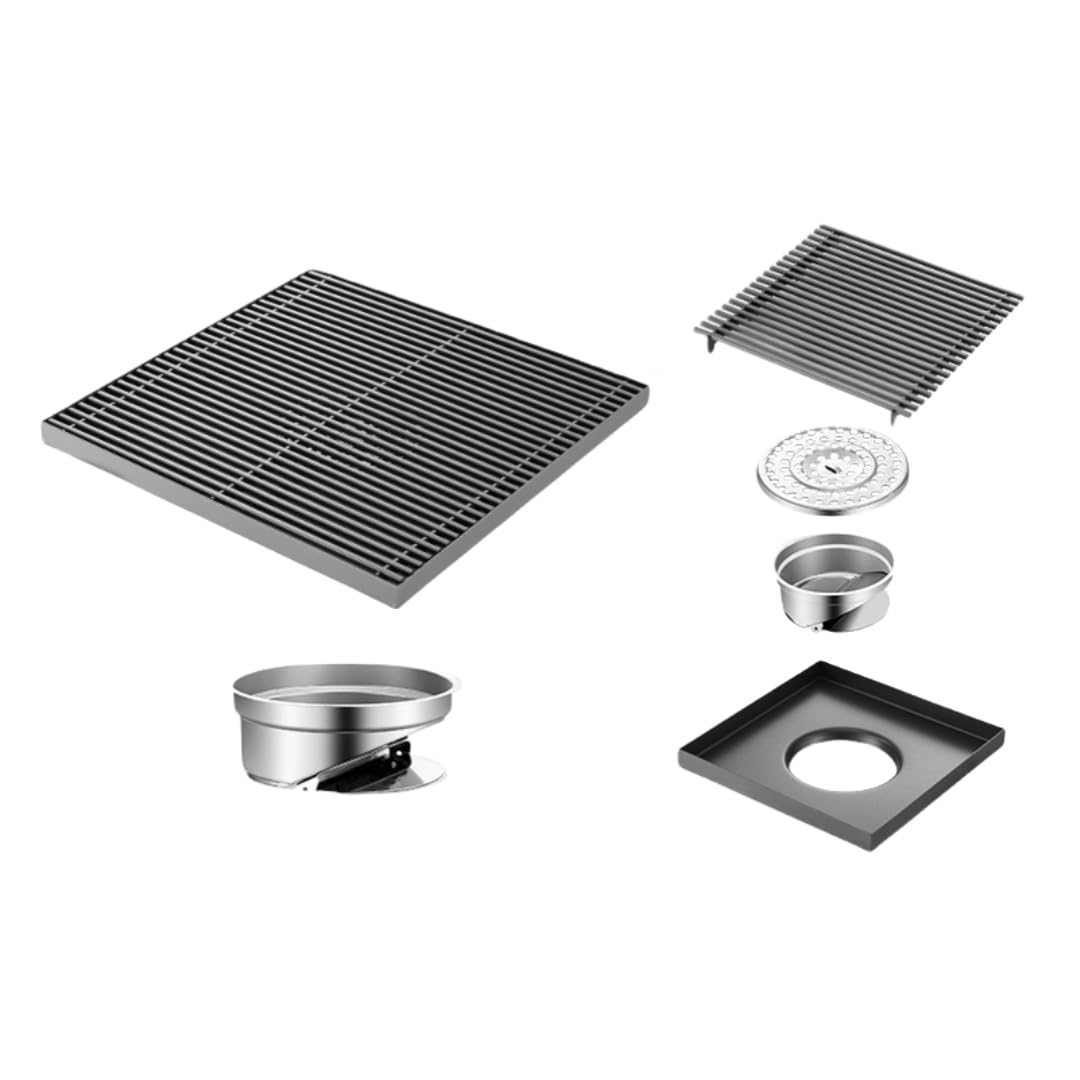 KJdxfhFH Bathroom floor drains, Floor Drain Hair Catcher Gray Stainless Steel Large Diameter(30 * 30cm)
