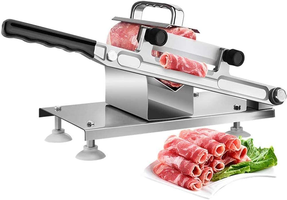 GTHTUHFD Meat Slicer For Home Or Commercial Use,Manual Frozen Meat Slicer Stainless Steel Meat Meat Slicing Machine Beef Mutton Roll Meat Cheese Food Slicer Vegetable Sheet Slicing For