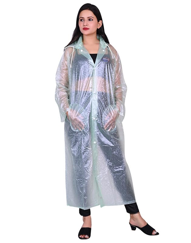 FabNext Women/Girls Waterproof PVC Women/Girls Transparent Overcoat, Freesize Raincoat, Rain Ponchu-image-3