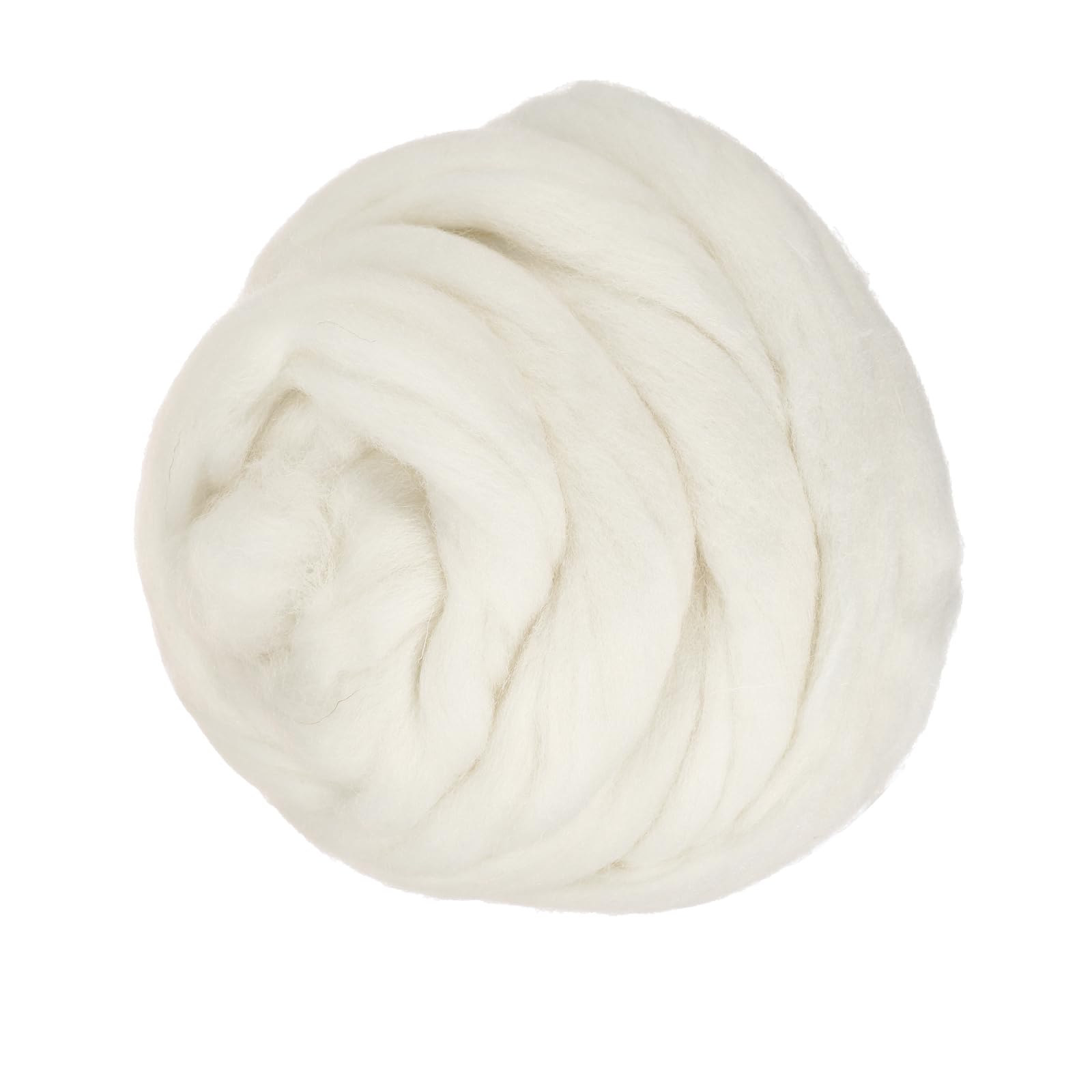 PATIKIL Wool Roving Yarn, 80G/2.82OZ Soft Felting Wool Pure Chunky Roving Yarn Bulk for Needle Felting Knitting Blanket Spinning Weaving DIY Craft, Cream White