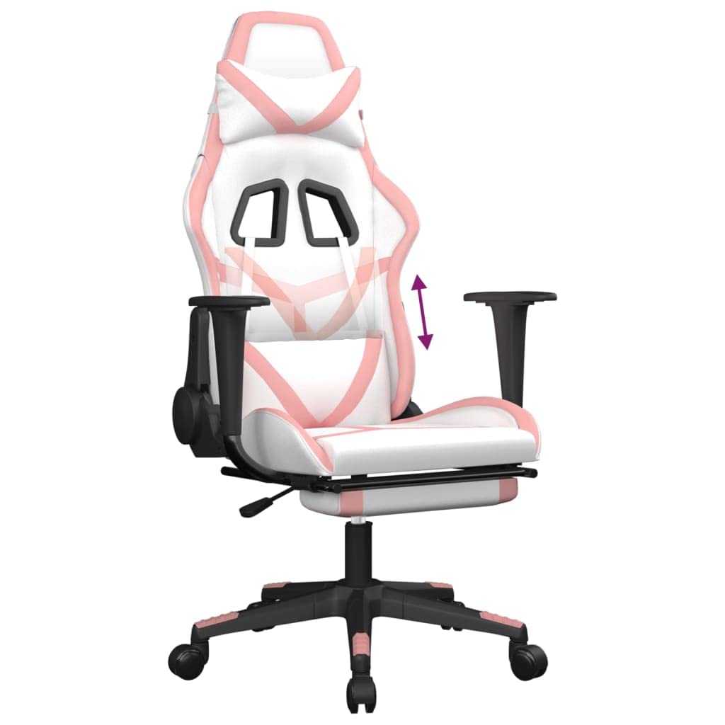 Rantry Arredo Sedia da Gaming con Poggiapiedi Bianco e Rosa in Similpelle, Mobilia Poltrone Salotto, Poltrona Salotto, Poltrone, Poltrona Relax, Poltroncina Camera da Letto