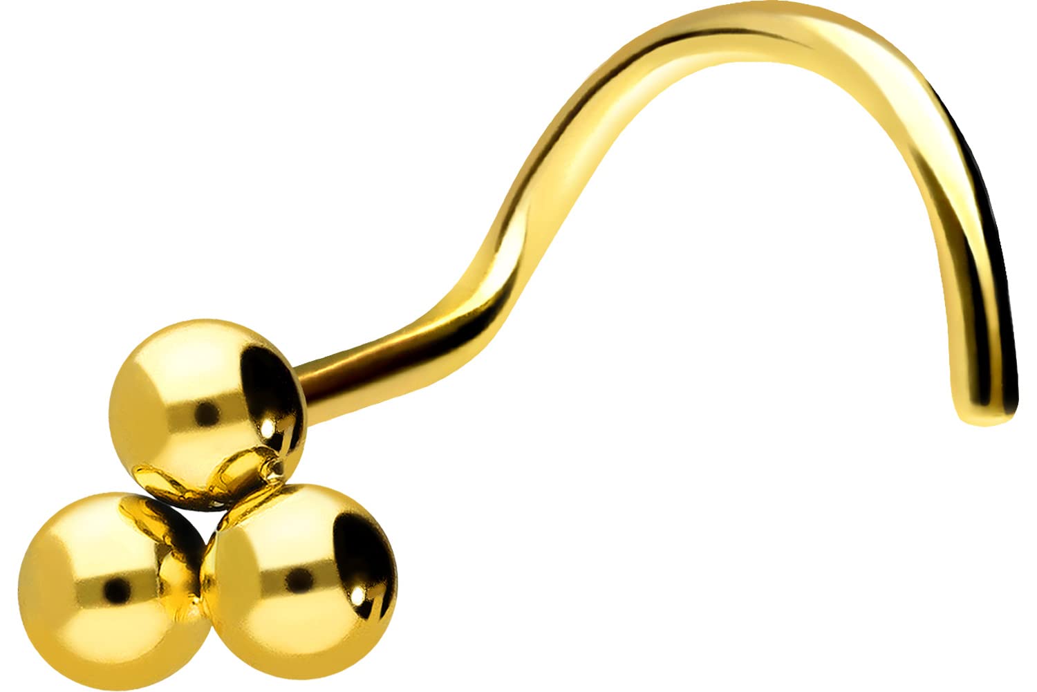 PIERCINGLINE Piercing de nariz de titanio en espiral, 3 bolas, tapón de nariz, selección de colores, Titanio