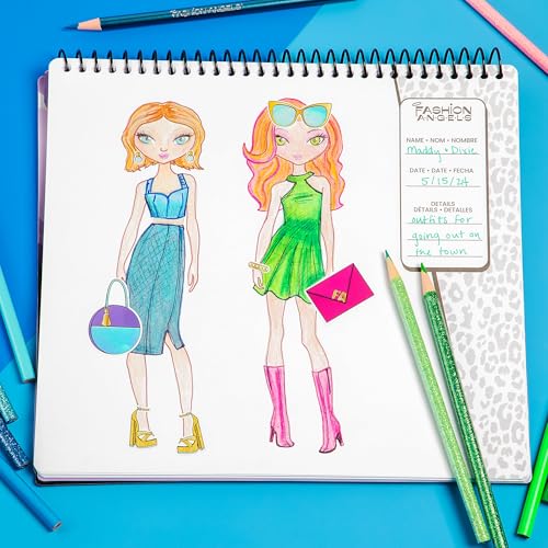 Image of Fashion Angels Glam Fashion Sketch Set | Includes Sketch Pad with Stencils & Stickers, Fashion Design Sketch Book for Girls, Ideal Drawing Kit for Kids