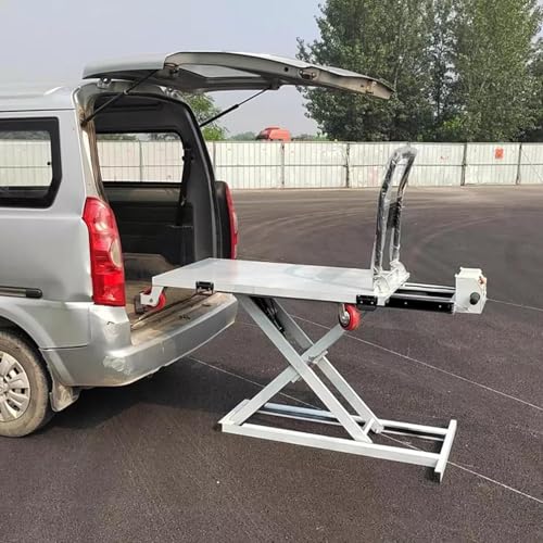 Plataforma elevadora hidráulica móvil eléctrica de 100CM, con gato hidráulico y plataforma tijera para carga y descarga miniatura 2