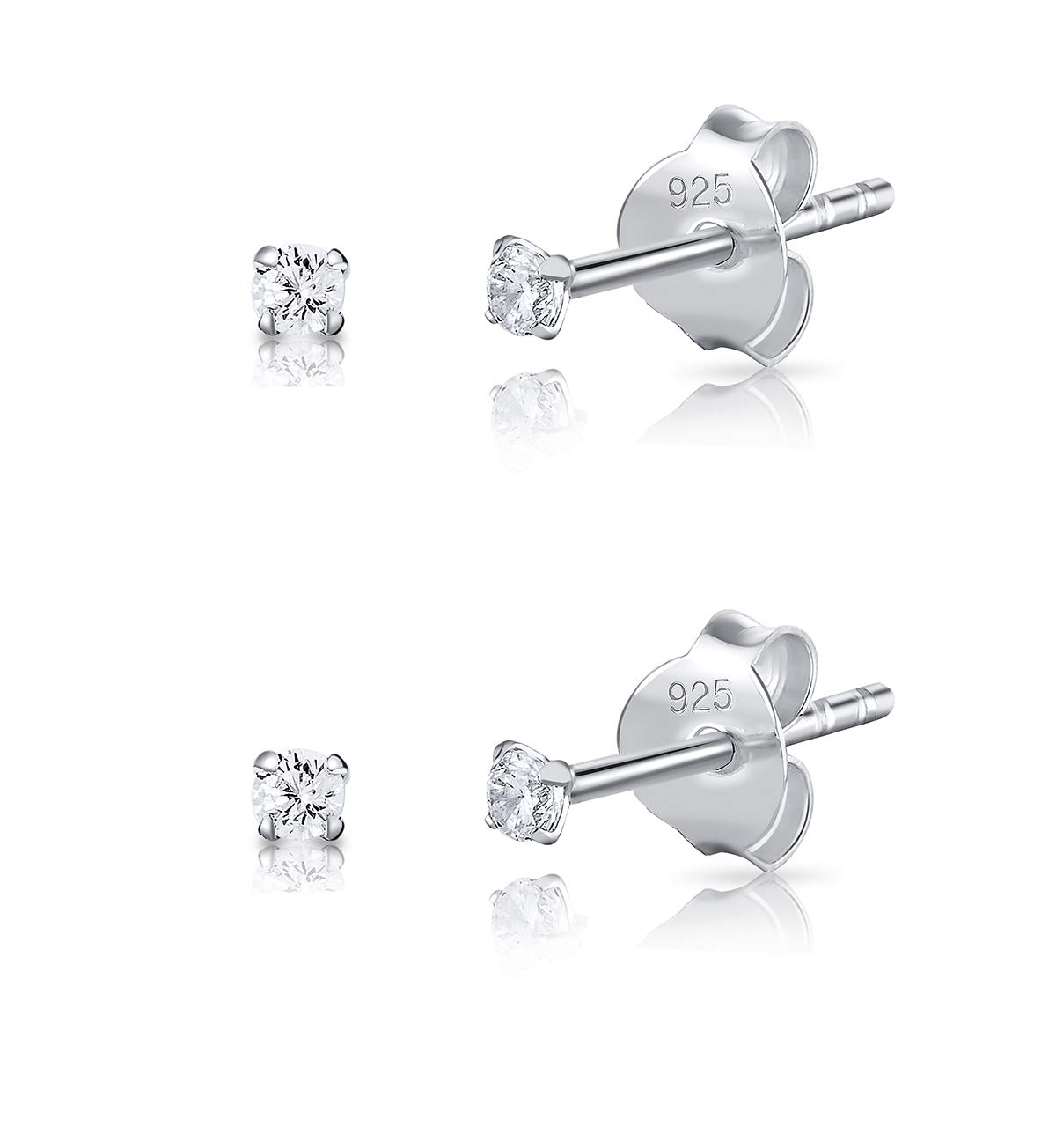 DTPsilver Pendientes Brillantes Mujer Hombre - Pendientes Mujer Plata Pack - Pack Pendientes Plata de Ley 925 y Circonita - Pendientes Diamante Hombre - Pendientes Circonita Plata
