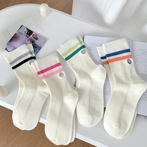 Image of Women's Cute Crew Socks, Casual Athletic Cotton Bowknot Cherry Calf Novelty Socks for Women