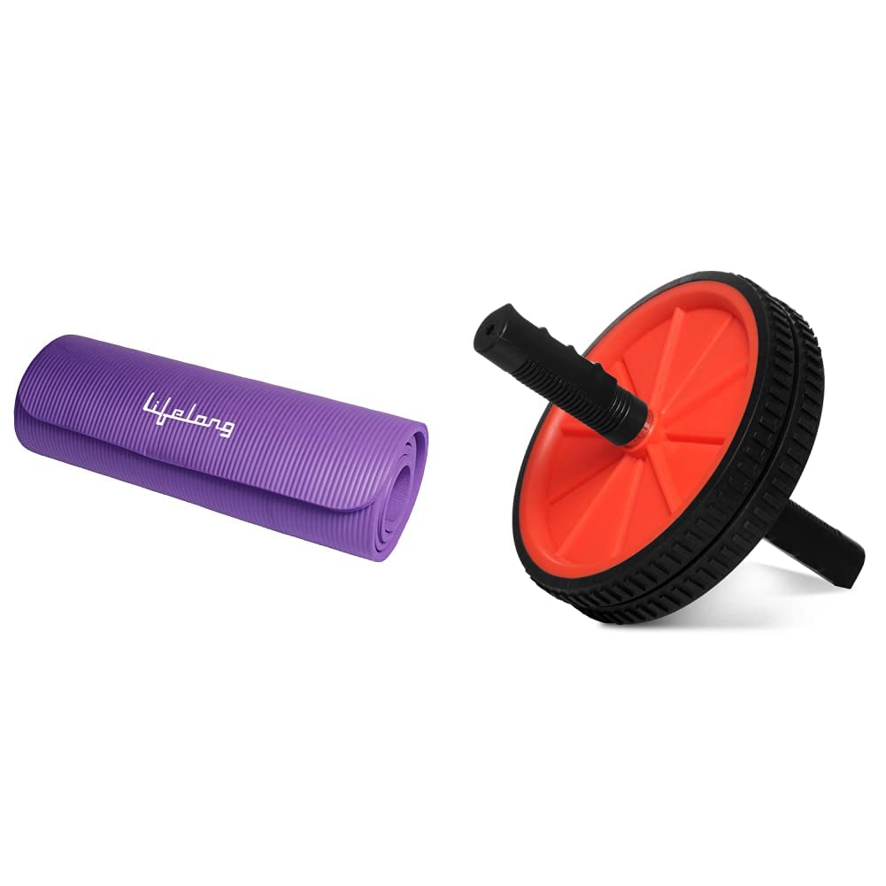 Lifelong 13mm Extra Thick Yoga and Exercise Mat with Carrying Strap+Lifelong Ab Wheel Roller and Core Exercise Roller Wheel for Men & Women (Red and Black) (6 Month Warranty) (B0977DS69D) Amazon Price History, Amazon Price Tracker