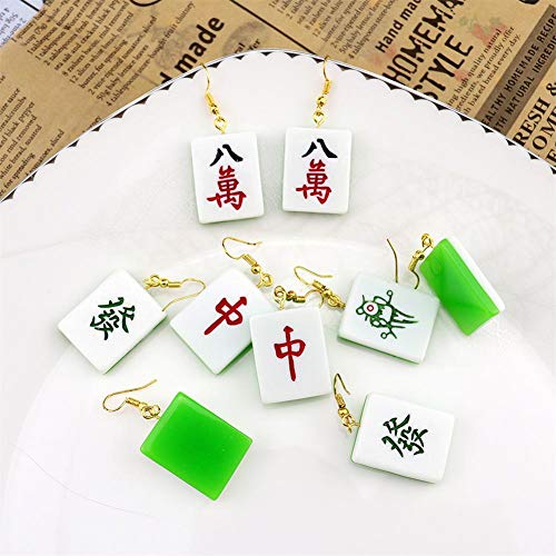 Funny The Chinese Mahjong Drop Earrings Handmade Resin Mahjong Dangle Earrings Geometric Creative Play Gambling Exaggerated Earring for Women Friendship Jewelry2