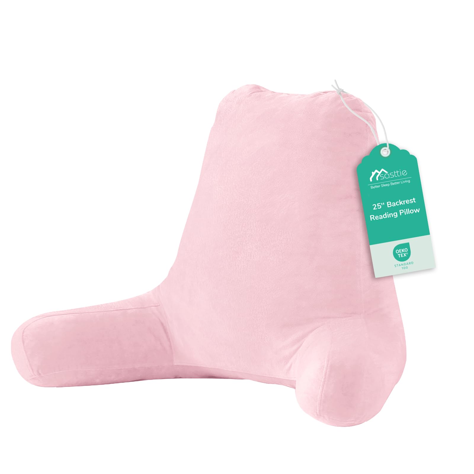 Sasttie Reading Pillow for Bed, Back Pillow for Sitting Up, Pink