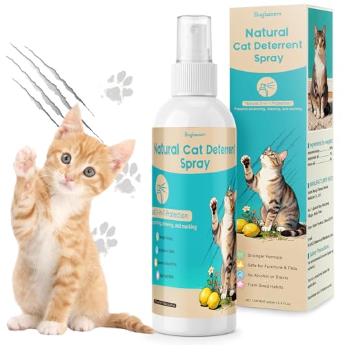 Natural Cat Deterrent Spray Indoor, Cat Repellent Spray for Furniture, Safely Cat Pee Stopper, Anti...