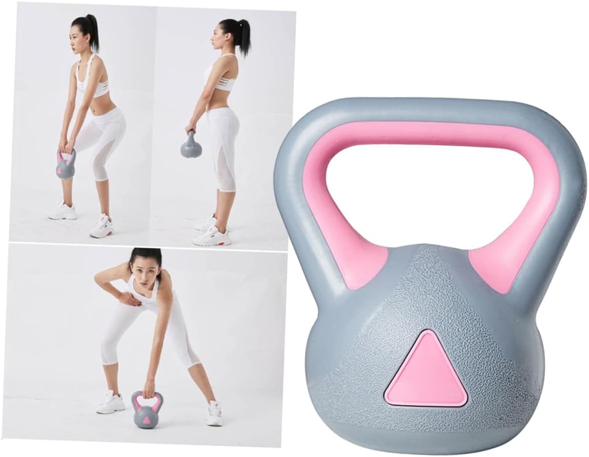 Women’s 4kg Fixed Rubberized Kettlebell for Fitness Training, Home Gym Weight for Strength and Arm Muscle Exercise, Gray Pink Kettle-bell for Squats and Conditioning