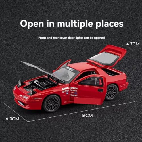 Image of Mashes Mazda RX7 Sports 1:32 Scale Metal Diecast Model with Pull Back Action, LED Lights, Sound, Openable Doors, Sports Car Collectible Toy for Kids, Car Enthusiasts (Multicolor)