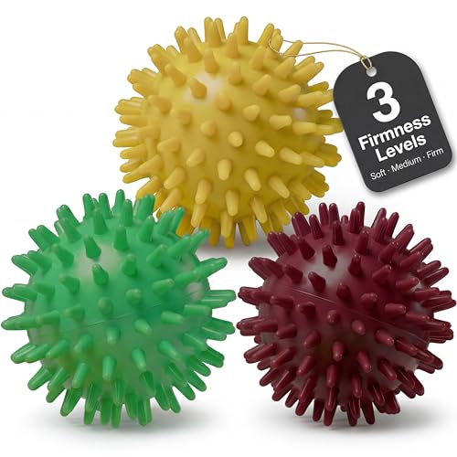 HELDSON Set de balles de massage de qualité supérieure [3 degrés de dureté] - Balle de massage des pieds hérisson dure et douce - Balle à picots -...