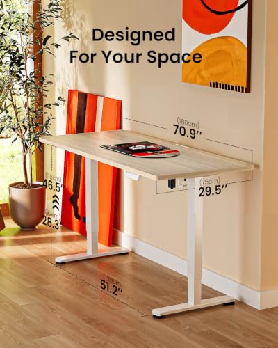 Image of ErGear Height Adjustable Electric Standing Desk, 71 x 30 Inches Sit Stand up Desk, Memory Computer Home Office Desk, Natural