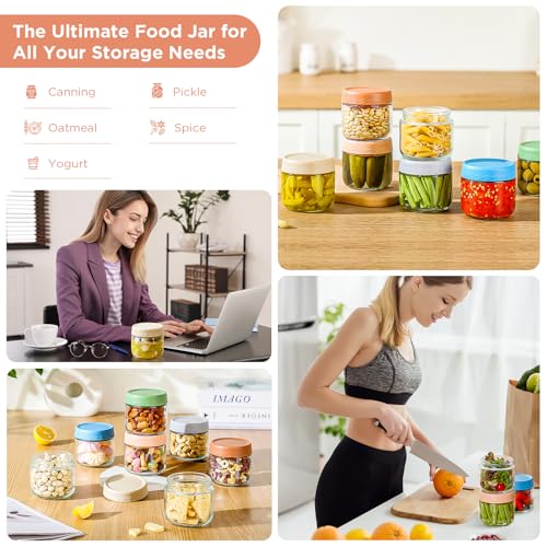 Image of DRKIO 10 Oz Glass Overnight Oats Containers with Lids Chia Pudding Jars