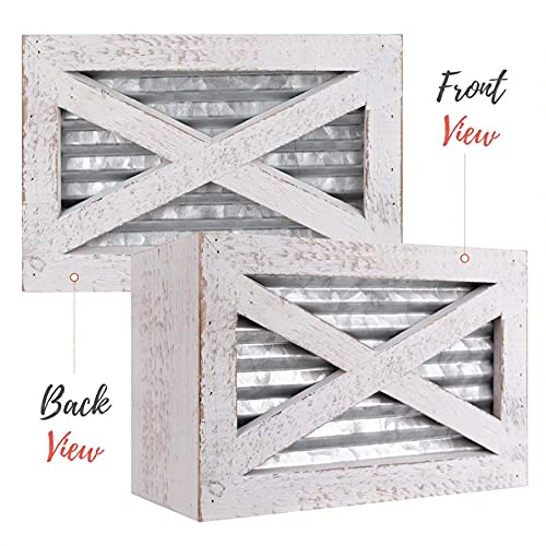 Autumn Alley Barn Door Rustic Kitchen Utensil Holder- Farmhouse Wooden White Kitchen Utensil Holder- Galvanized Accents- Rustic Kitchen Decor- Farmhouse Details Add Charm to your Country Kitchen