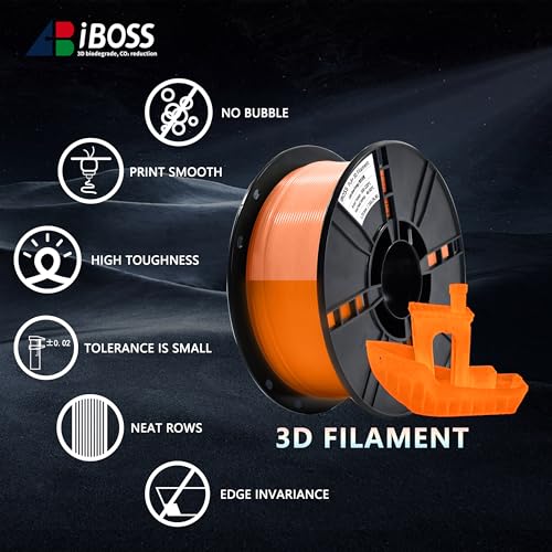 Image of iBOSS 3D PLA Plus Printer Filament, 1.75mm Glow in The Dark Orange PLA+ Filament for 3D Printing, 1kg Spool (2.2lbs), Dimensional Accuracy + /- 0.02 mm, Fit Most FDM 3D Printers, Glow Orange