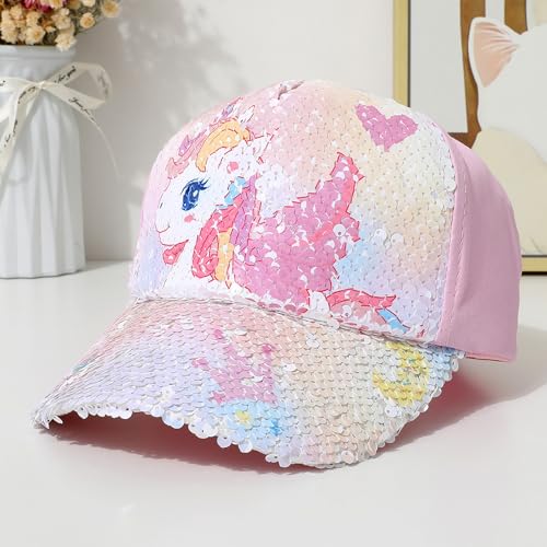 Kids Sparkle Sequins Baseball Hat Toddler Girls Ponytail Cap Adjustable Snapback Ball Caps2