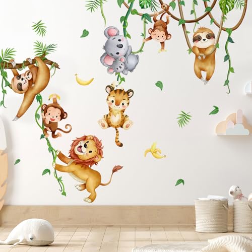 Wandaufkleber Dschungel, Wandsticker Kinderzimmer Tiere,...