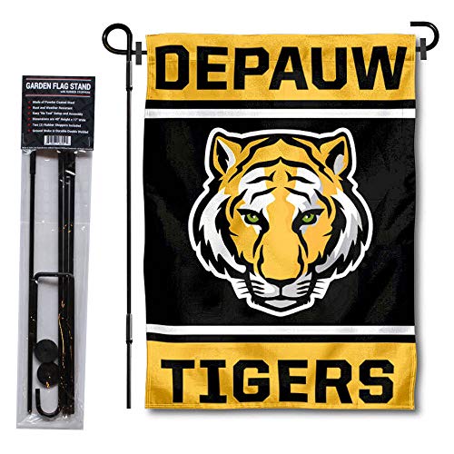 DePauw Tigers Garden Flag with Pole Stand Holder