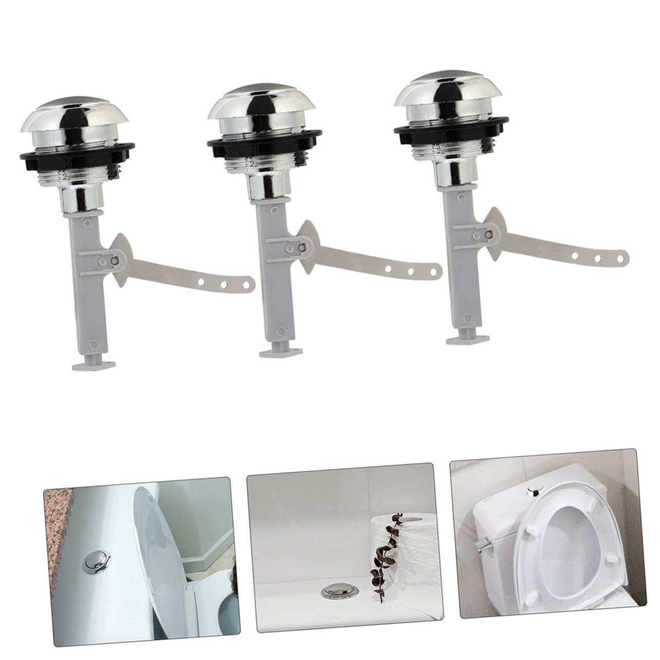 Veemoon 3 Set Pulsante Della Toilette Separare Toilette Pulsante Serbatoio Igienico Spingere Pulsanti Serbatoio Wc Servizi Igienici Pulsante Sciacquone Parti Addominali Argento 12 Pezzi*3