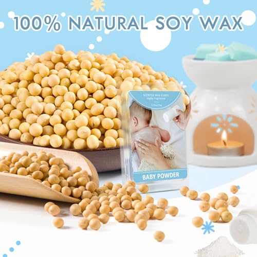 Image of SCENTORINI Wax Melts, Baby Powder Scent, Soy Wax Cubes for Warmers | Summer Non-Toxic Scented Wax Cubes, 4 Pack Home Fragrance