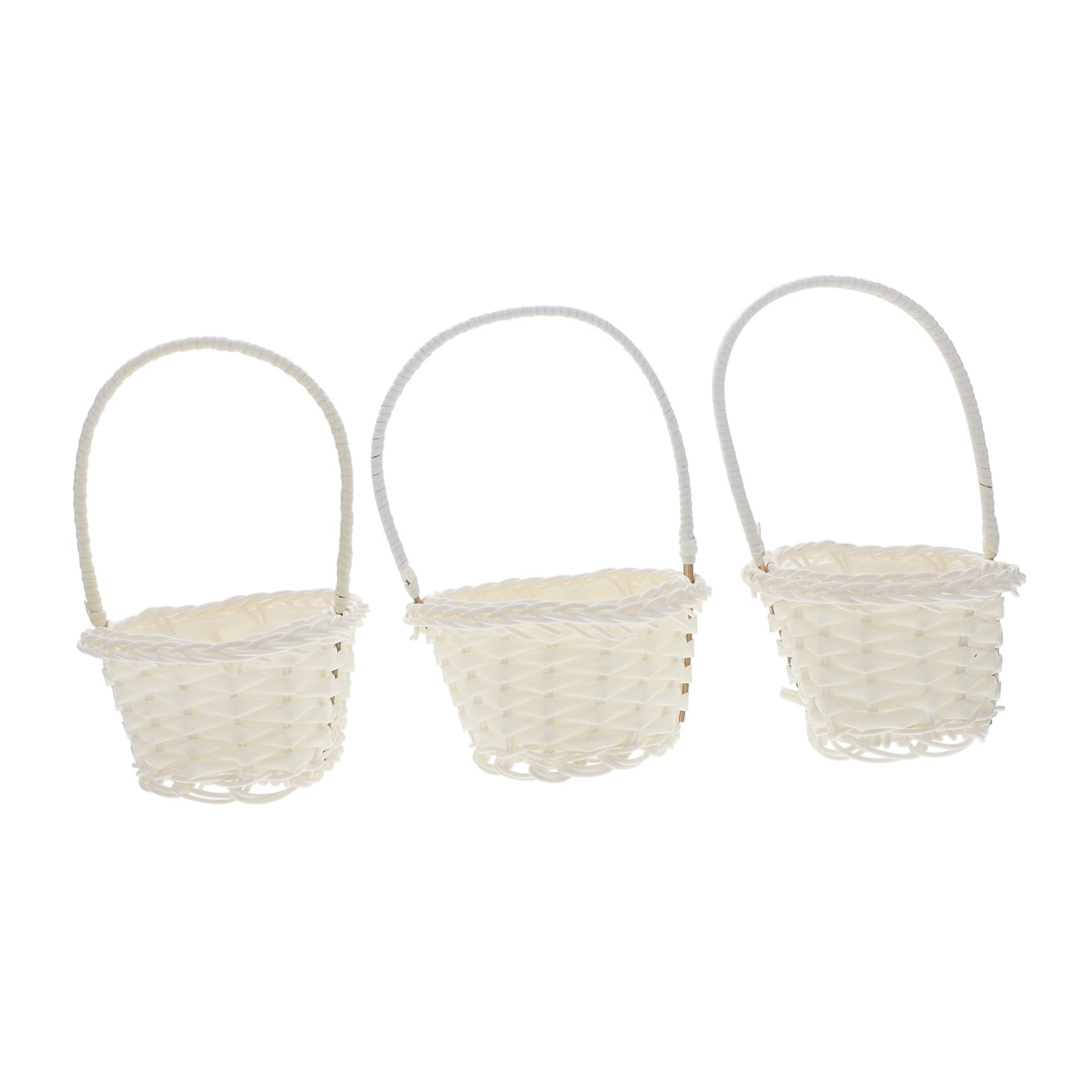 BESTYASH 3Pcs Handheld Woven Rattan Baskets Lightweight Floral Storage Baskets for Home Decor Party Candies Harvesting and Heart Shaped Designs