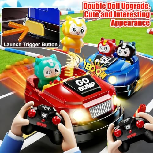 Image of Amitasha Remote Control Bumper Car Toy for Kids, 2-Player Battle Racing Game with Ejectable Drivers, 4-Channel RC Cars, Cool Light & Sound, Rechargeable Battery, Fun Indoor Toys