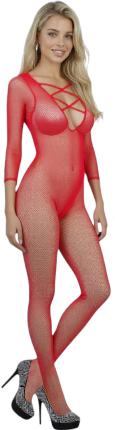 ToBeInStyle Women's Long Sleeve Bodystocking Bodysuit Lingerie Regular &amp; Plus Sizes
