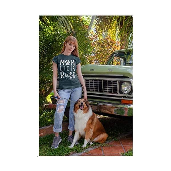Dog-Mom-Life-is-Ruff-Graphic-Women-T-Shirts-Tees-Lady-Dog-Lover-Letter-Print-Short-Sleeve-Tops-for-Mama Women Dog Mom Shirt Mom Life is Ruff Graphic T-Shirts Funny Dog Lover Short Sleeve Tees Tops