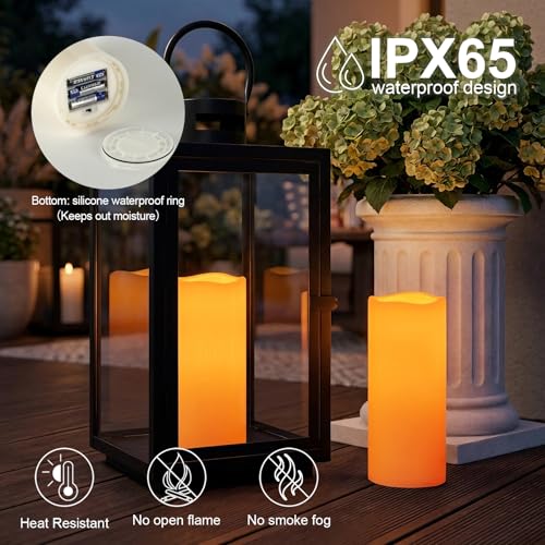 Image of 5plots Large Waterproof Flameless Candles 4 inchx10 inch White LED Pillar Set of 2