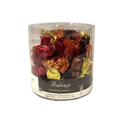 Bonbiance bonbons assorti caramelo, capuchino, advocaat & kersentruffel 1000 g redondo lata (caramelo, capuchino, licor de huevos y rallador de cereza)
