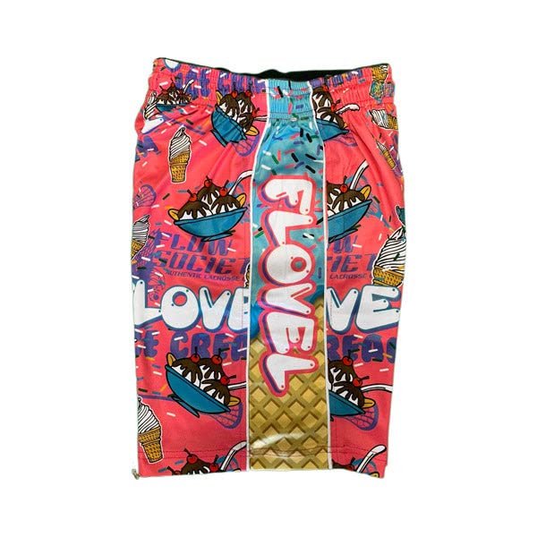 Flow Society Flovel Ice Cream Boys Shorts - Kids Athletic - Basketball - Baseball - Hockey - Football - Lacrosse - Pink2
