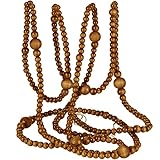 12 Feet Christmas Wooden Beads Garland Round Craft Farmhouse Vintage Wood Bead Garlands for Xmas Decoration Supplies(Coffee)