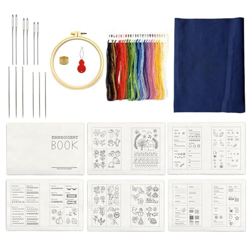 Kit de bordado para principiantes con libro de iniciación y suministros de manualidades para el hogar