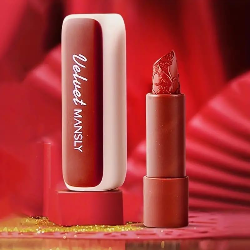 Mansly Soft Mist Love Velvet Crayon Lipstick Set, Carved Texture, Light Weight, Pop-out Casing, Portable Safe and Pigmented