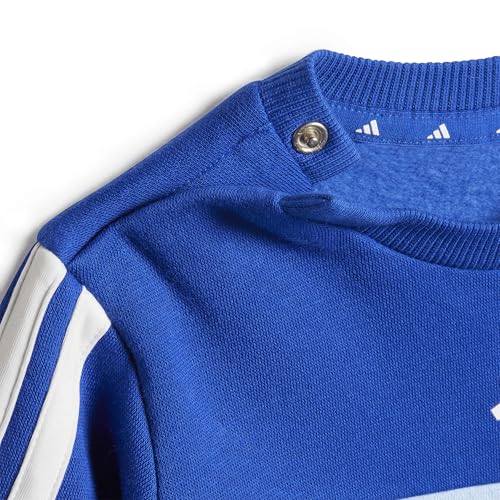 adidas Unisex Baby SEASONAL ESSENTIALS TIBERIO 3 STRIPES FLEECE CREW SET, team royal blue/glow blue/dark blue/white, 3-4 Years
