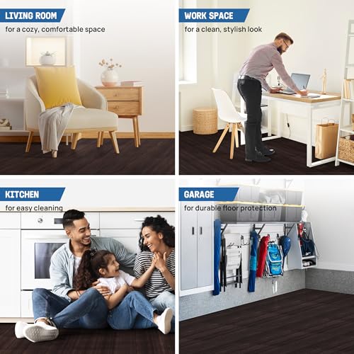 Image of Yes4All EVA Interlocking Mats, Puzzle Floor Tiles, Foam Floor Padding with Border for Furniture, Home Space, Living Room, Garage