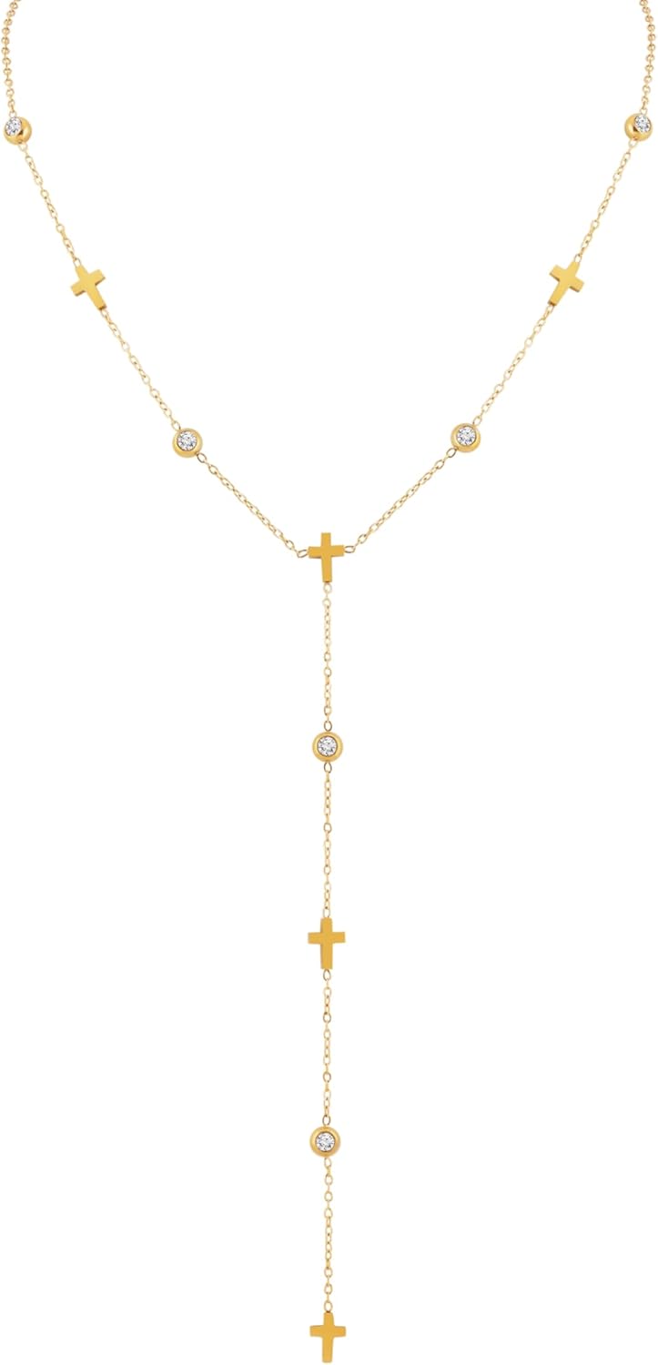 MINACHI Vintage Boho Charm Dainty Gold Plated Chain Long Y Necklace, Trendy Minimalist Bohemian Jewelry Gift for Women