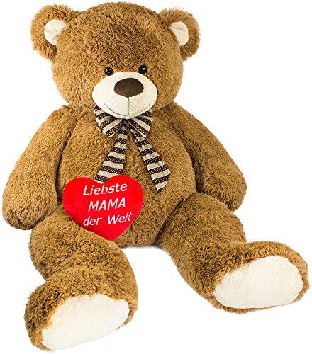 Brubaker Ours en peluche géant XXL 150 cm marron avec un cœur en peluche « Liebste Mama der Welt »