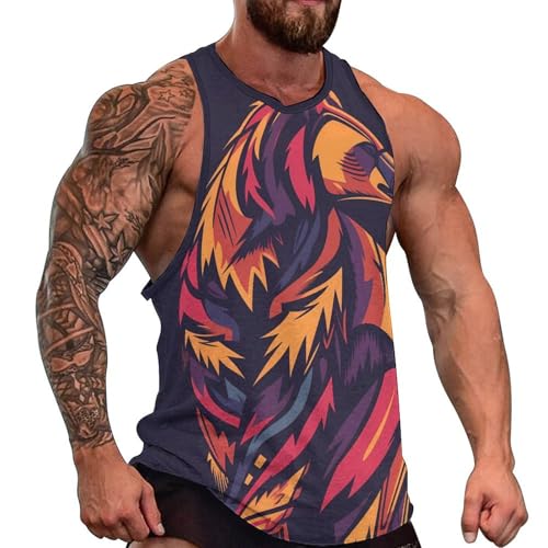 Mens Sleeveless T-Shirts Graphic Tank Tops Workout Novelty Animal Printed Crew Neck T Shirt Plus Size