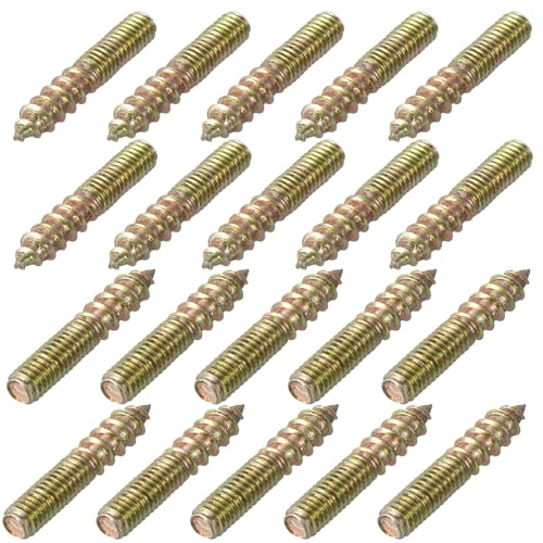 uxcell M6 Hanger Bolts Length 1-1/8"(30mm) Double Headed Bolts Self-Tapping Screw 6mm Wood Joint Furniture Legs 40pcs